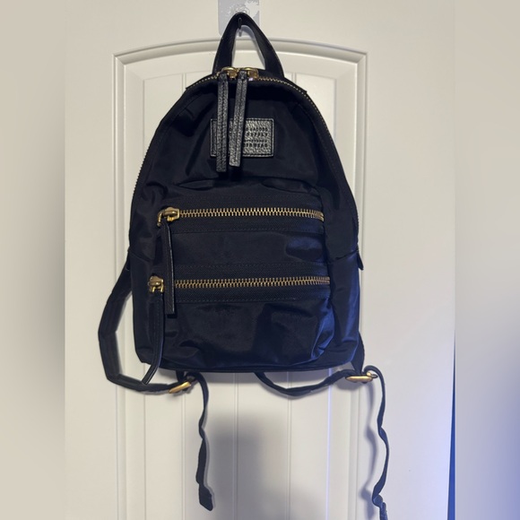 Marc By Marc Jacobs Black nylon cowhide trim backpack gold hardware VGUC
